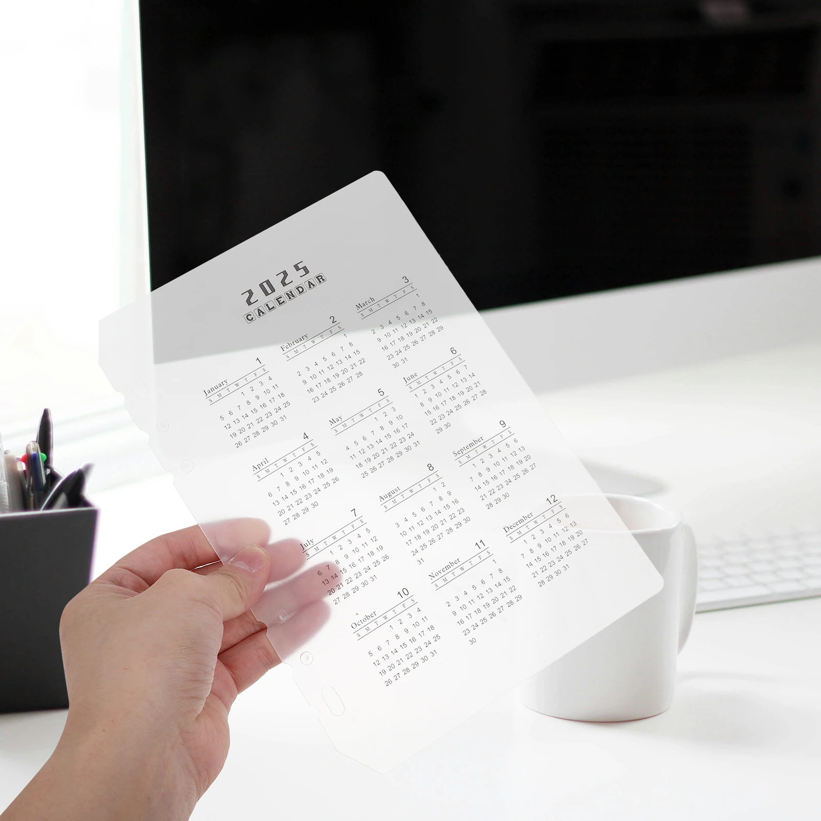 

10pcs Calendar Dividers A5 Frosted PP Transparent Binder Inserts for Yearly Monthly Weekly Planner Organizers Tabs Pages