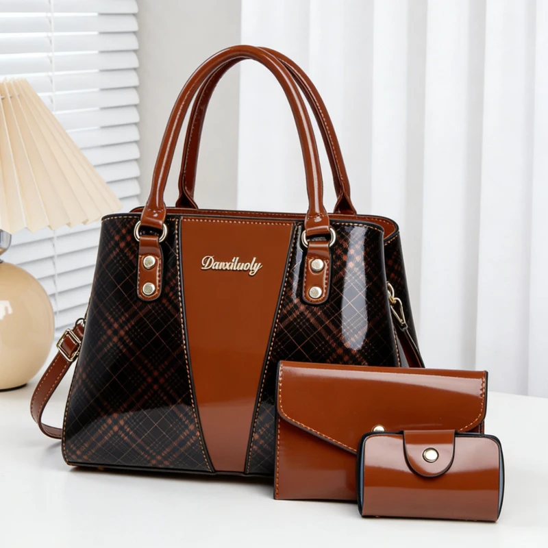 3-piece Women's Bag Set with Printed Patent Leather, Premium PU Leather Women's Handbags,Women's Bags for Shopping - view 5