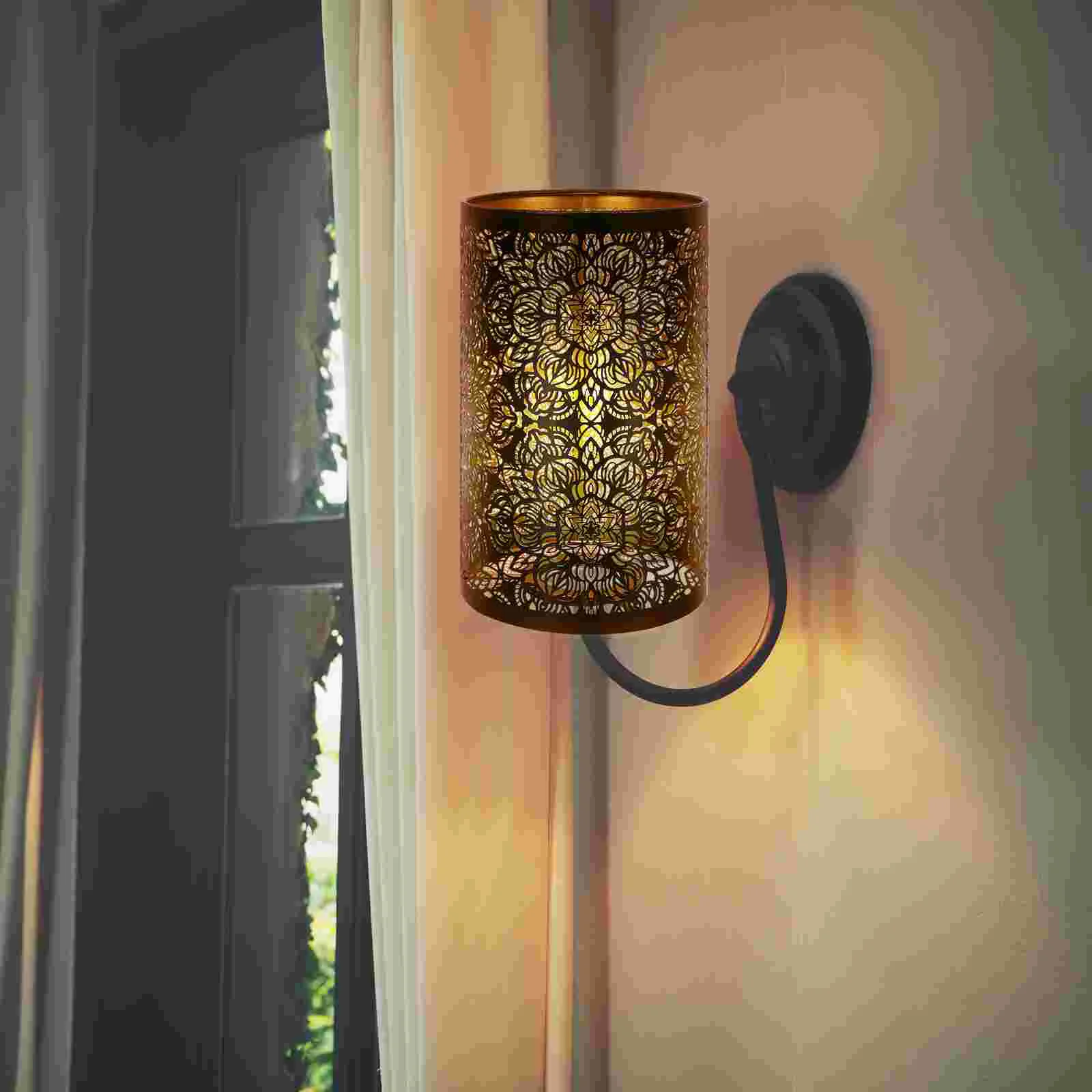 Hollow Iron Cylinder Design Tabletop Lamp Shade Bedroom Living Room Dustproof Insectproof Easy Install Metal Lamp Cover