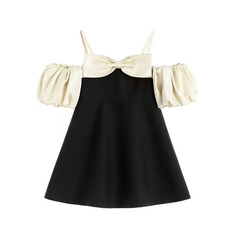 Young Girls New Design Dresses Two Ways To Wear Clothes 2024 Fashion Elegant Bow Patchwork High Grade Teen Girls Dress 5-14Years