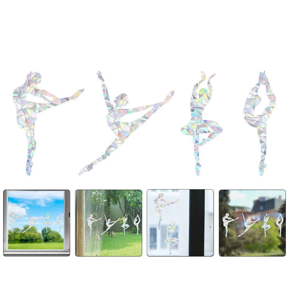 

1 set Rainbow Prism Glass Stickers Decorative Ballet Decal Removable Window Decal Delicate Static Cling Home Party Decoration