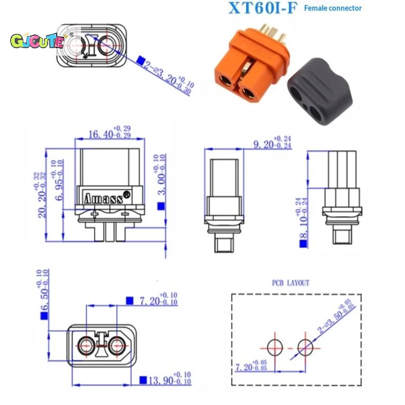 Amass AMASS XT60I-F Male + Female 2+1 Connector Signal Pin Plug For RC Lipo Battery Charger Controller Motor Parts