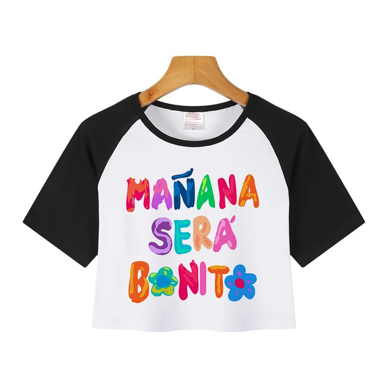 Women Manana Sera Bonito Cropped Tee Shirt Tomorrow Will Be Nice Graphic T-shirt Karol G Heart Crop Tops Funny Y2k TShirt Female