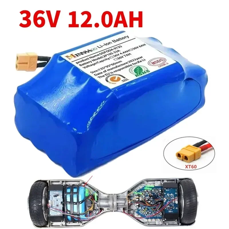 

2024 Upgrade 36V 12000mAh Battery Pack Rechargeable Lithium ion battery for Electric Self Balancing Scooter HoverBoard Unicycle