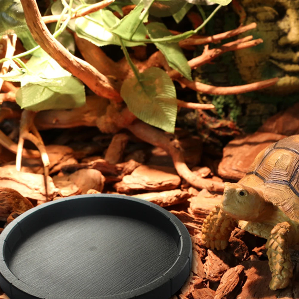 

2pcs Plastic Reptile Lizard Feeding Thickened Supply Black Durable Biting Resistant Reptiles Tortoises Water Plate Eating