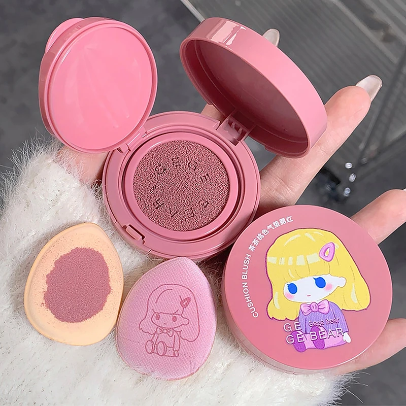 Soft Matte Face Blush para Meninas, Natural Bochecha Tint, Clarear, Impermeável Face Contorno, Air Cushion Blush, Cute Cosmetics