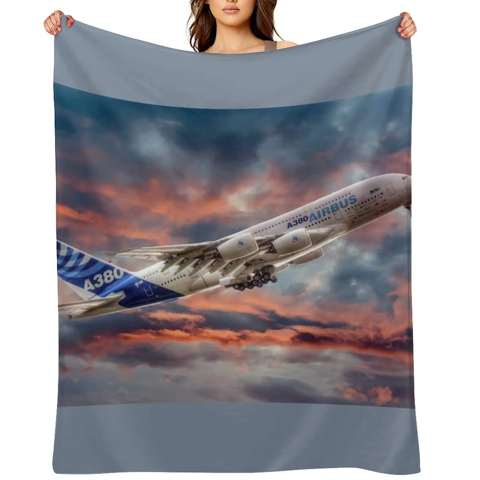 

Airbus A380 - Sunset Throw Blanket Plush For Sofa Thin for sofa Blankets