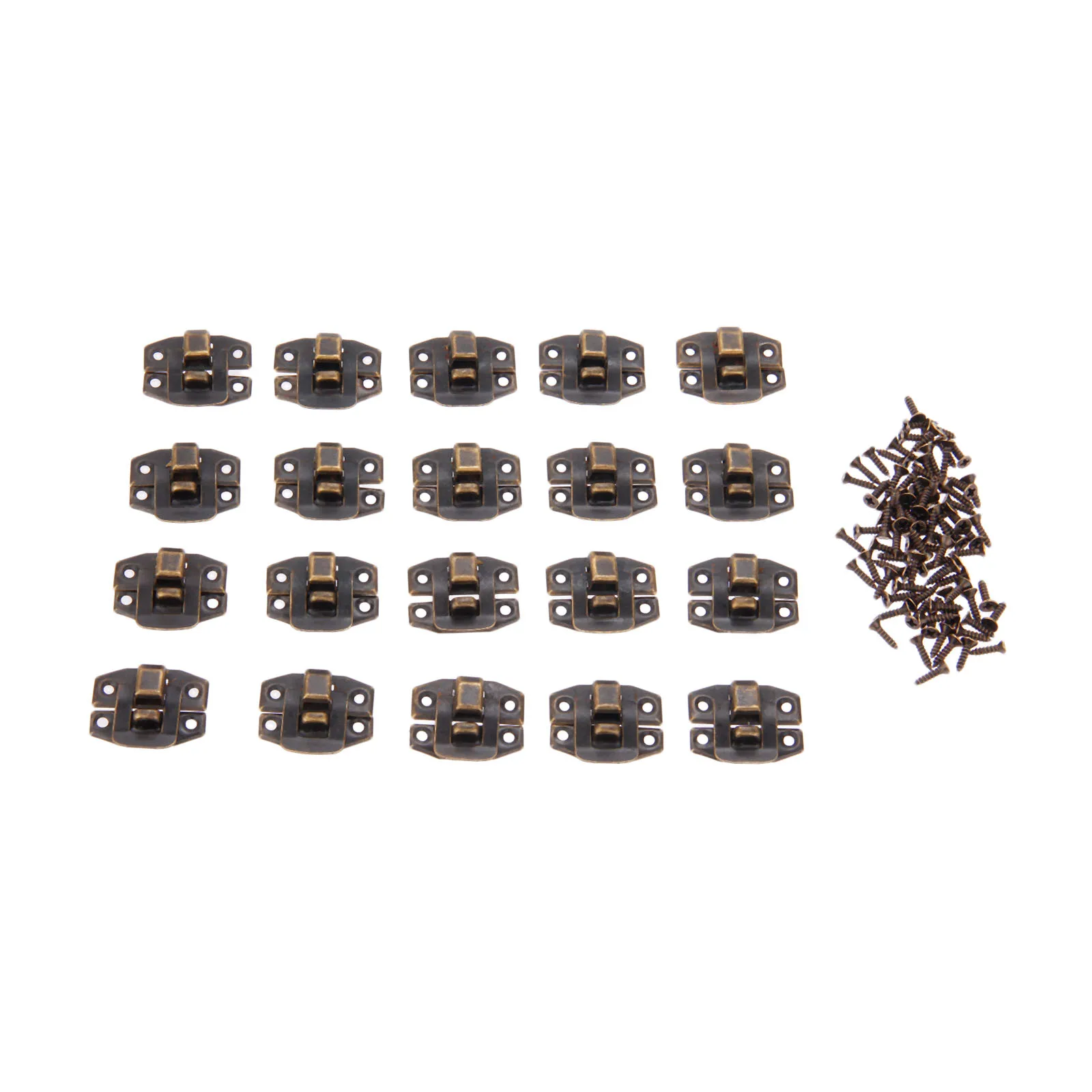 DRELD 20Pcs Antique Bronze Box Hasp Lock Catch Latches for Jewelry Box Suitcase Buckle Clip Clasp Furniture Hardware 24*19mm