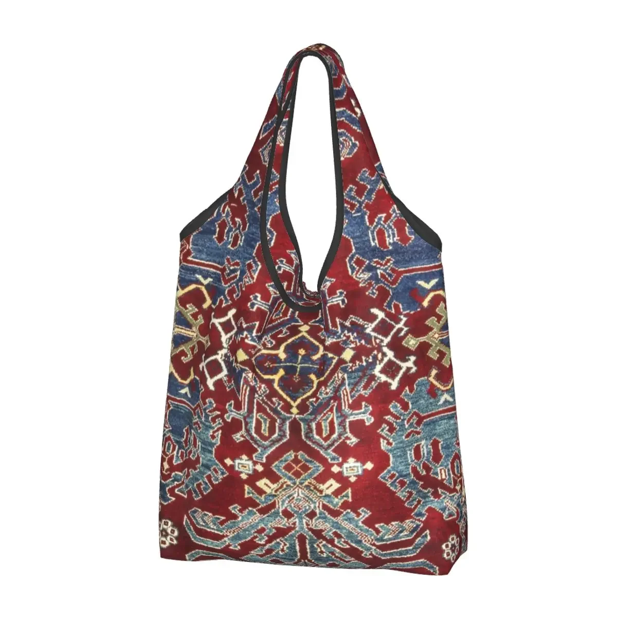 Custom Turkish Persian Rug Bohemian Kilim Shopping Bags Women Portable Groceries Antique Geometric Ethnic Art Tote Shopper Bags