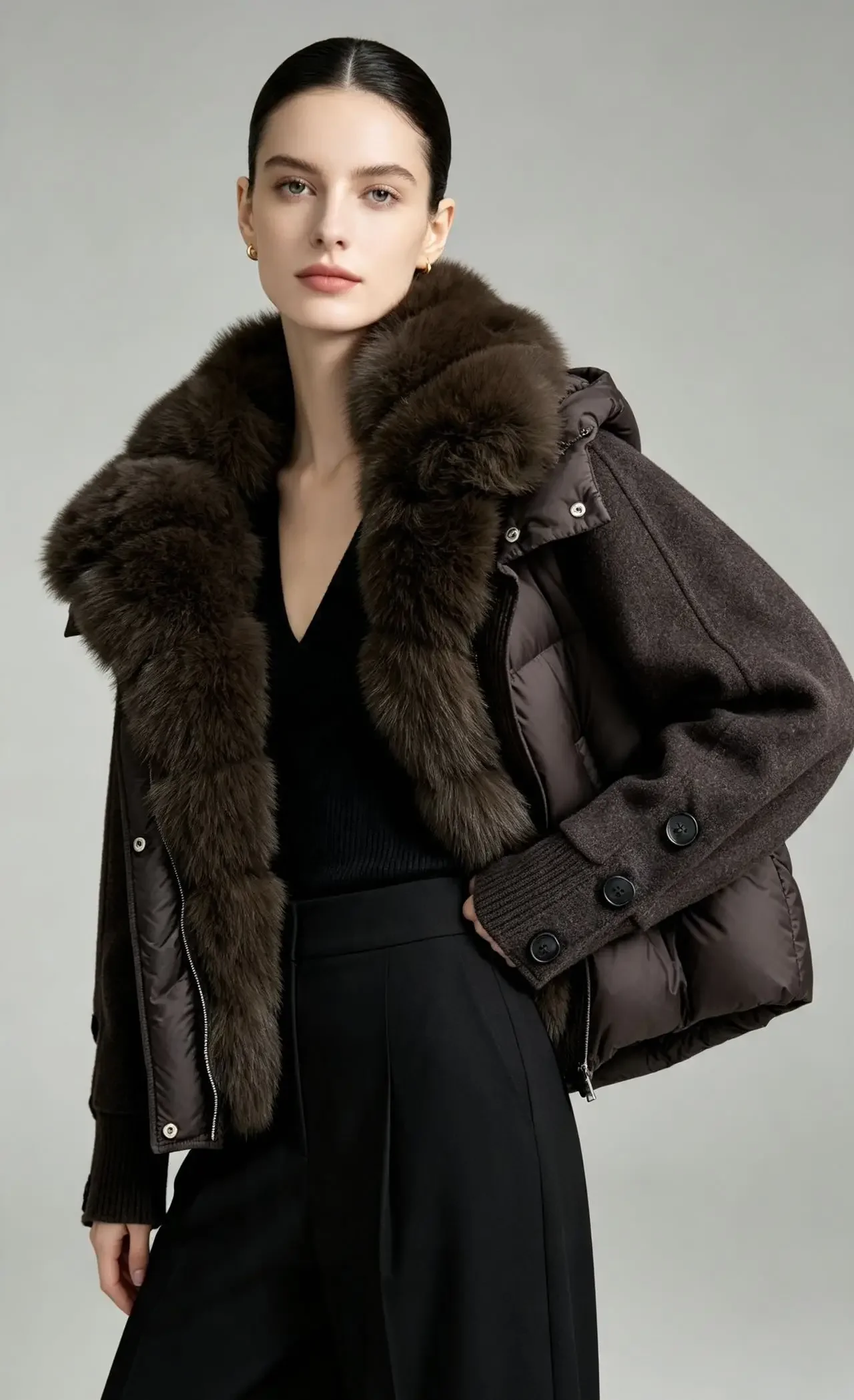 OFTBUY New Winter Warm Cropped Natural Fur Down Cclothing Women Short Duck Down Jacket Real Fox Fur Collar Puffer Coat Female
