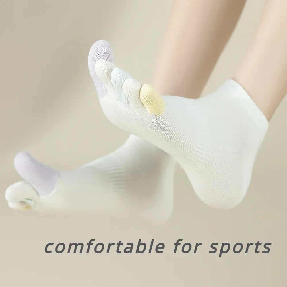 5 Pairs Anti-slip Toe Socks Women Five Finger Socks Cotton Low Cut Ankle Socks with Separate Fingers Yoga Pilates Socks Sports