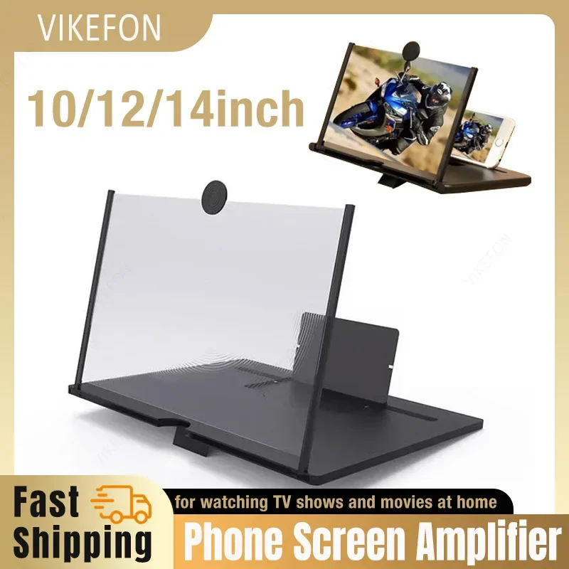 14/12/10Inch 3D Screen Amplifier Mobile Phone Screen Video Magnifier for All Smartphone Enlarged Screen Cell Phone Stand Bracket