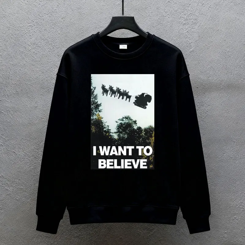 I Want To Believe Poster Santa Sleigh Christmas Unisex Sweater Jumper New in Hoodies & Sweatshirts Hoodies Women & Men Clothing