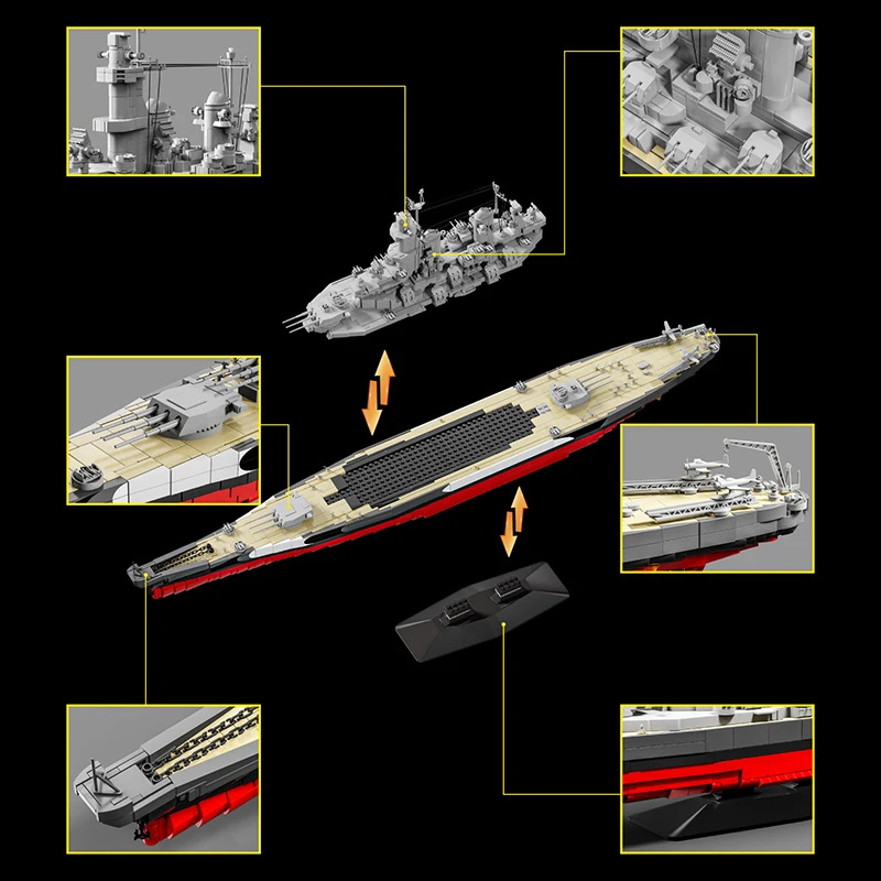 USS Missouri Porta-aviões WW2 Blocos de construção do exército dos EUA Tijolos Modelos Brinquedo Segunda Guerra Mundial Militar Presentes de Natal Brinquedos educativos