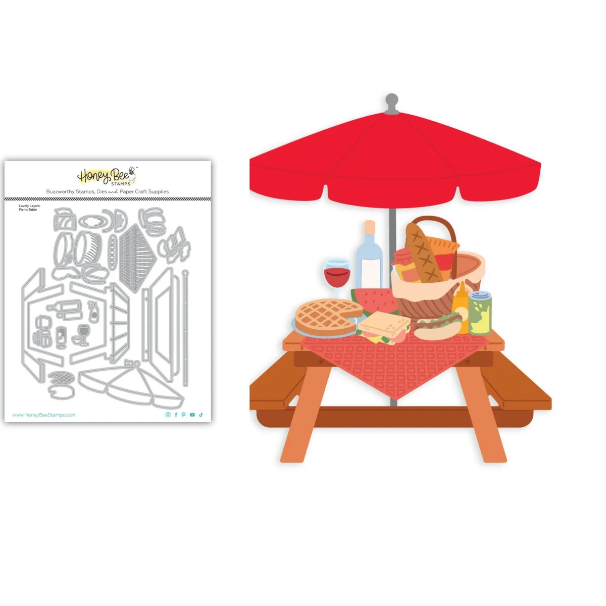 Picnic Table Dies 2026 Summer Picnic Metal Cutting Dies Stamps for DIY Decorating Scrapbook Handmade Paper Card Craft Die