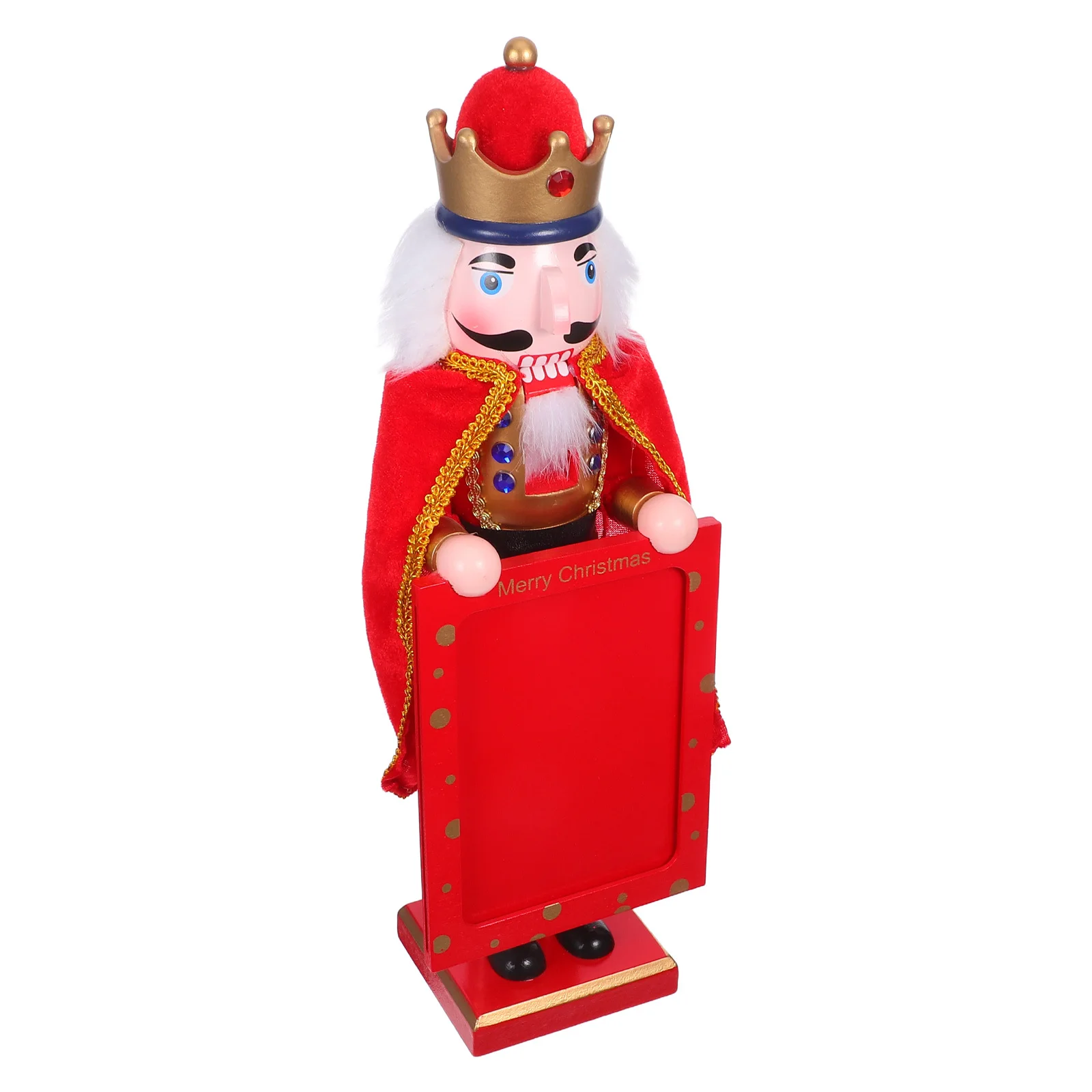 

38cm Nutcracker King Wooden Photo Frame Festive Christmas Decor Handcarved for Holiday Tabletop Displays