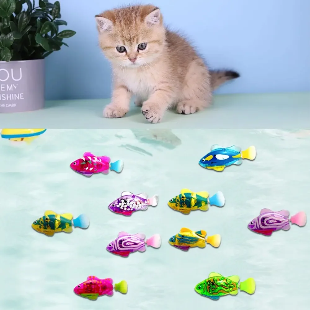 Pesce elettronico Giocattolo da bagno estivo per bambini Giocattoli per gatti per animali domestici Robot da nuoto Pesce con luce a LED Acqua Piscina Vasca da bagno Giocattoli Natale Birt