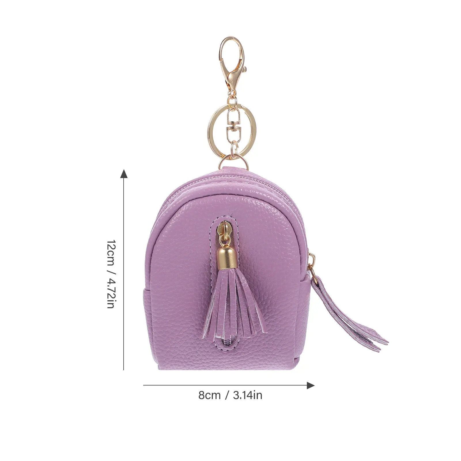 Purple Tassel Coin Purse Premium PU Zipper Bag Portable Small Wallet Pocket Sundries Organizer for Keys Earphone USB