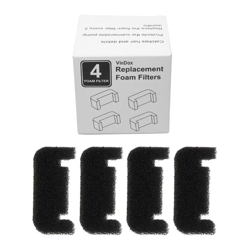 4-Pack Sponge Filters for Cat Fountain Replacement Foam Filter Pre Filter Foams