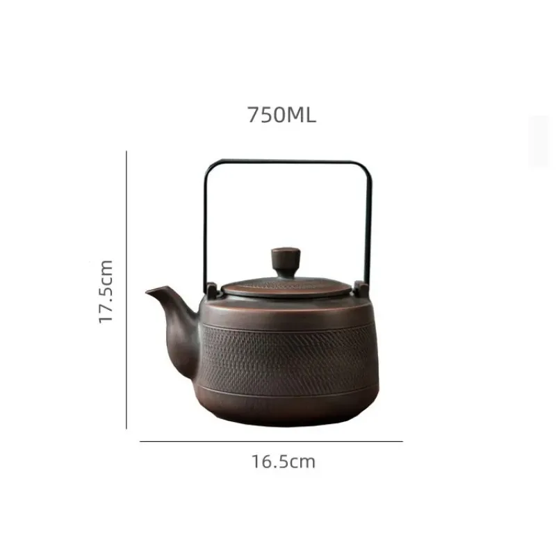 750ML Purple Pottery Teapot Tea Maker Single Pot Large Size Pure Manual  Ceramic Large-capacity Teapot Lifting Beam Pot
