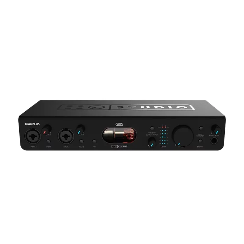 2025 Studio Essential Professional USB Audio Interface 2-Channel I/O متكامل 48V Phantom Power اختيار مثالي للكمبيوتر