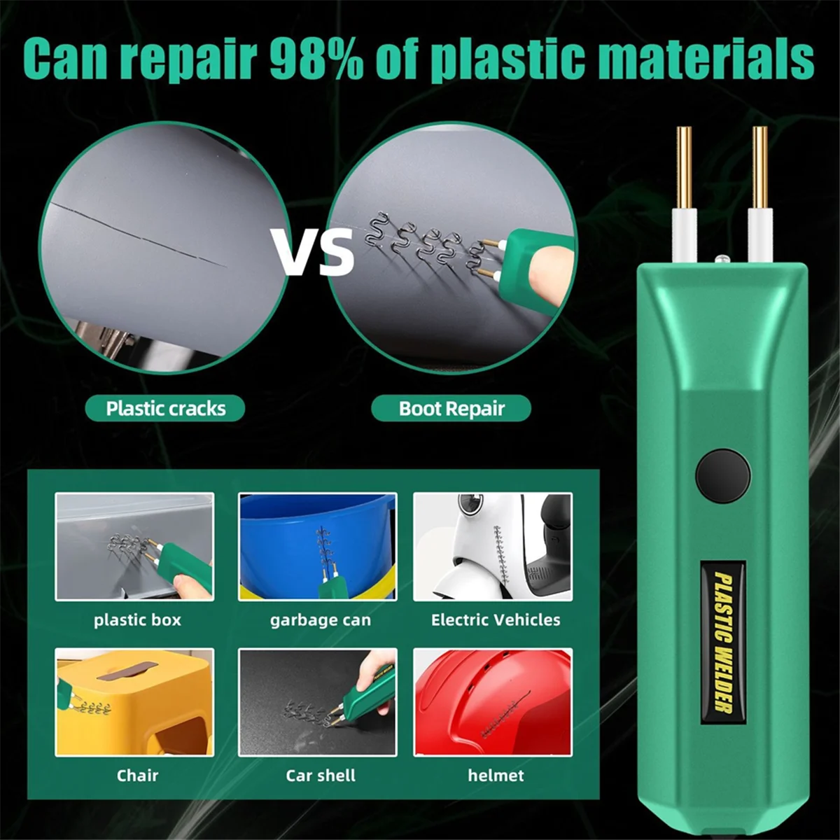 ABNJ 2in1 Plastic Welder Kit 100W Portable MINI Hot Plastic Crack Repair Tool Repair of Automobile Bumper 200 Welding Nails,B