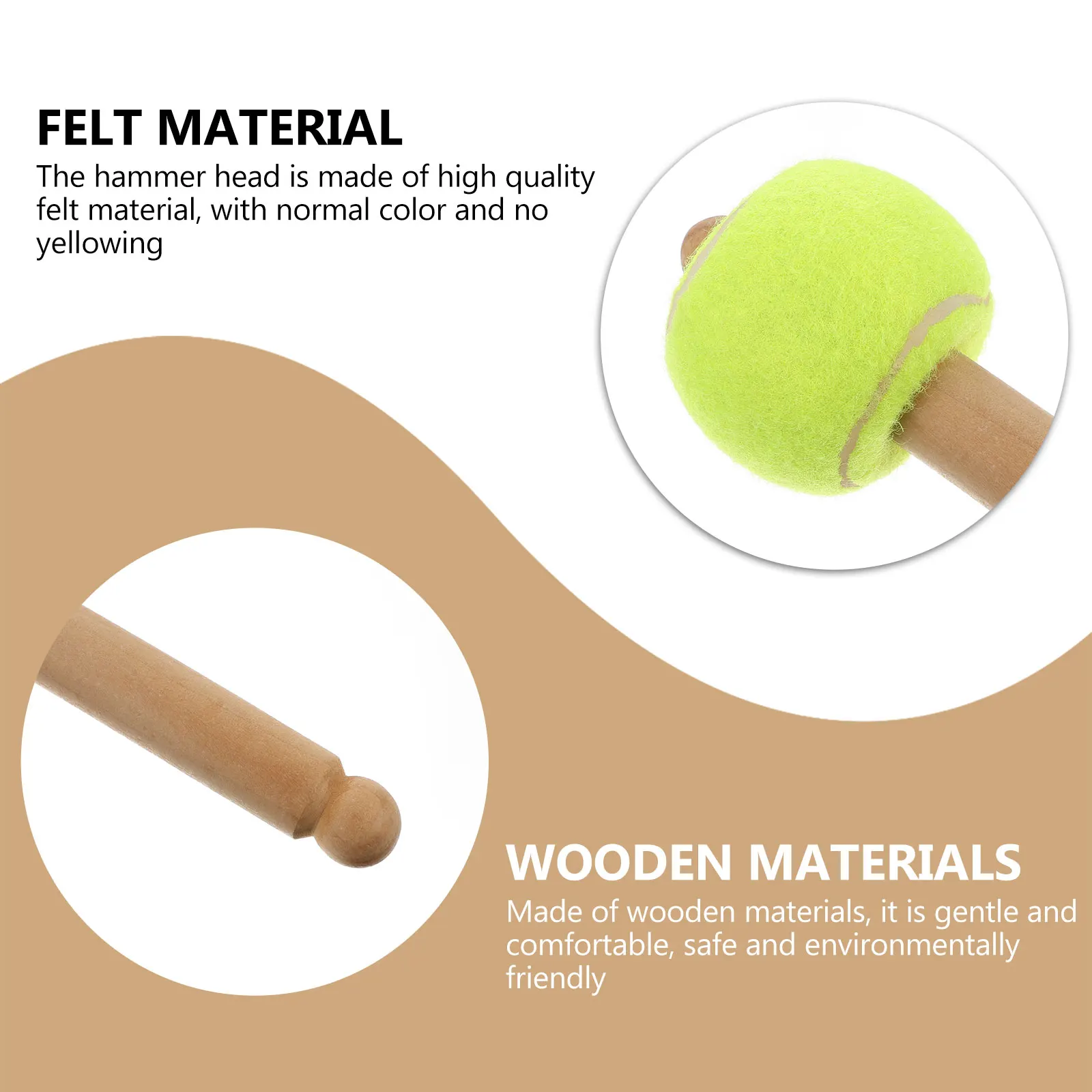 

Drum Stick Felt Hammer Heads Instrument Fitting Parts Snare Tool Mallets