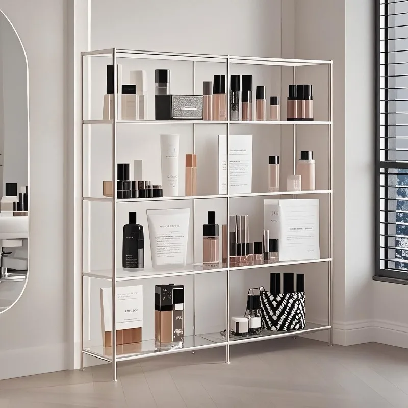 

Medieval stainless steel rack, beauty salon, skin care product display rack, hair and nail products, cosmetics display rack