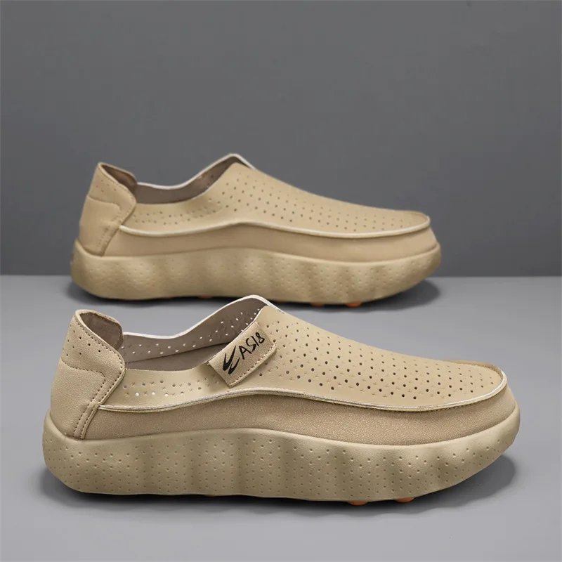 Men Loafers High-quality Slip in Casual Shoes Leather Thick Soled Casual Shoe Walking Summer Social Shoe Male Work Office Wear