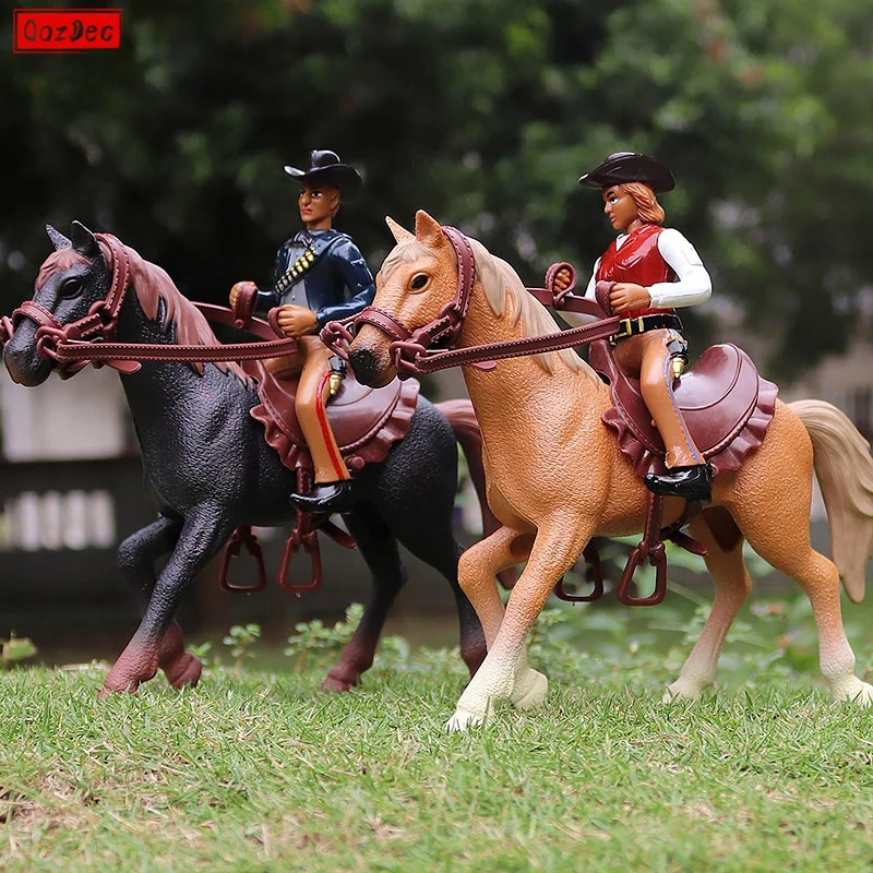 OozDec West Cowboy Pferd Modell Action-figuren Emulational Horseman Pferd Tiere Ornamente Spielset Figur Kinder Spielzeug Geschenk