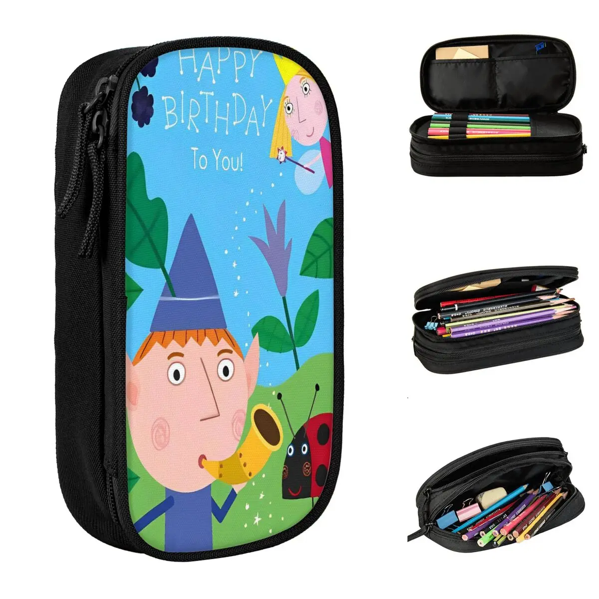 Ben And H-Holly Pencil Case Canvas Pen Box Students Retro Large Capacity School Pencil Cases Stationery Organizer