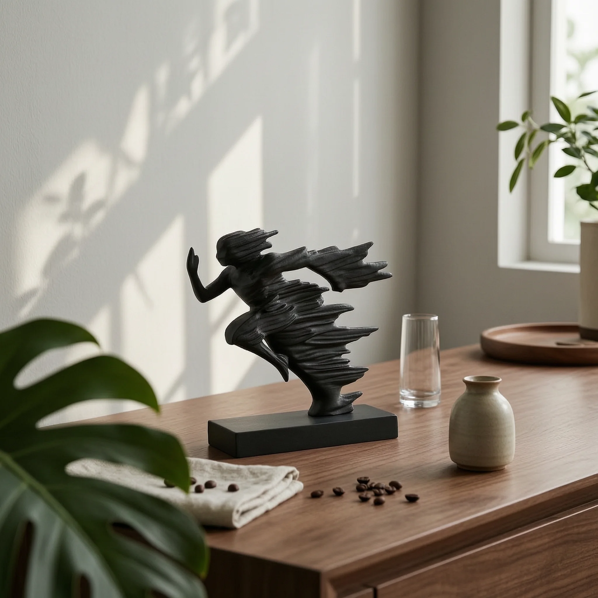 Rectangular Base Figurine Smooth Home Decoration Flowing Lines Running Figure Sculpture Abstract Runner Sculpture for Desk
