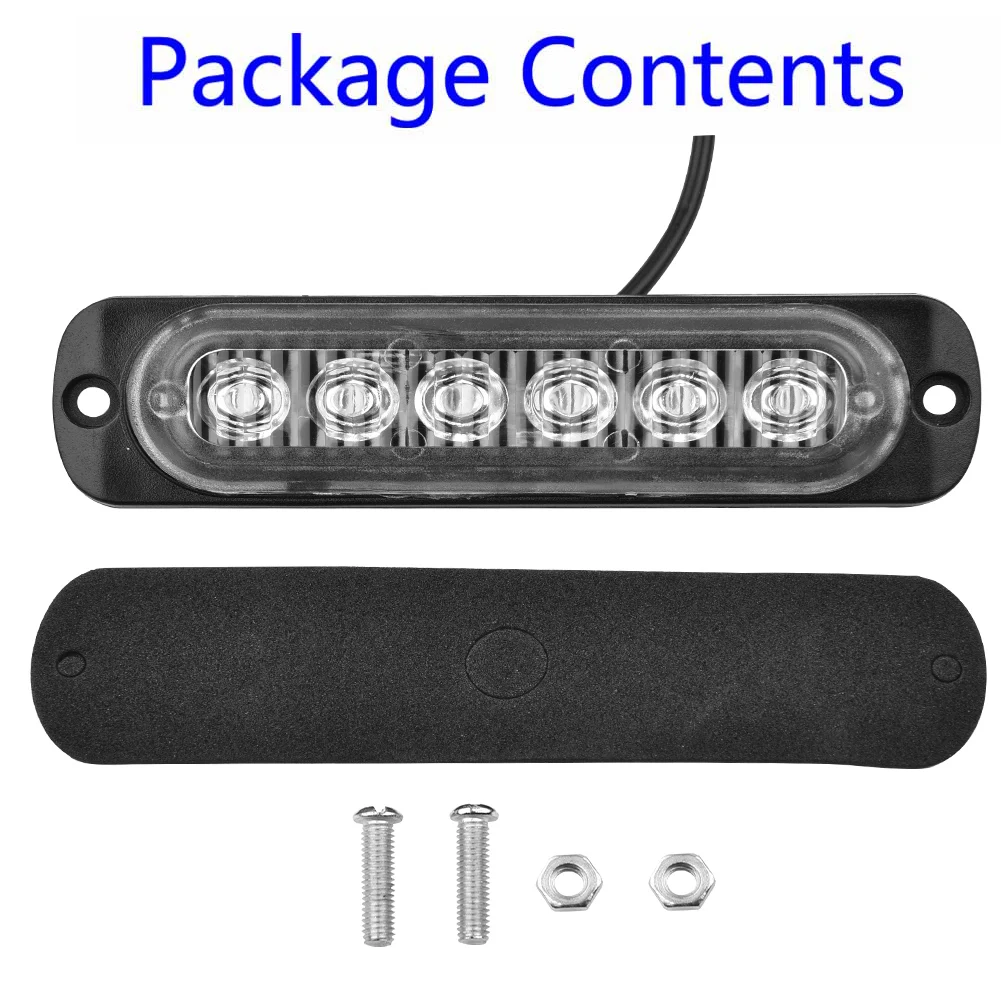 1pc Car 6 LED Light DC 12-24V 18W Red Truck Safety for urgent Always Bright Working Lamp Signal Fog Bulbs Auto Accessories