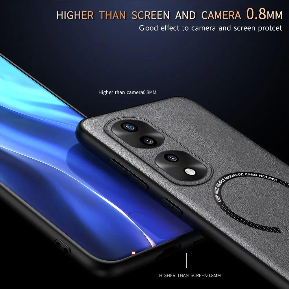 Para honra 70pro 60pro carro magsafe caso de luxo capa couro do plutônio para honra 60se 50se couro magnético proteger capa traseira escudo