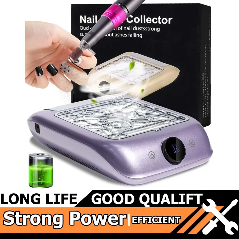 

Горячий перезаряжаемый мощный пылесборник для ногтей, беспроводной пылесборник для ногтей со светодиодным дисплеем, регулируемая скорость, маникюр
