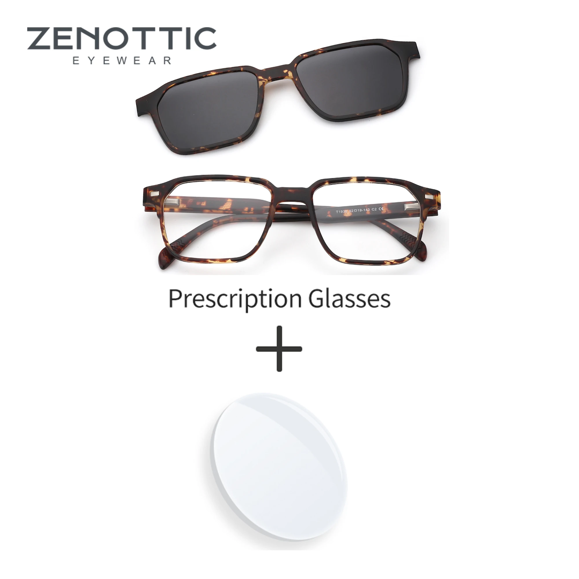 

ZENOTTIC L Size Hexagon Glasses With Optical Recipe For Men Magnetic Clip Glasses Polarized Uv400 Prescription Sunglasses