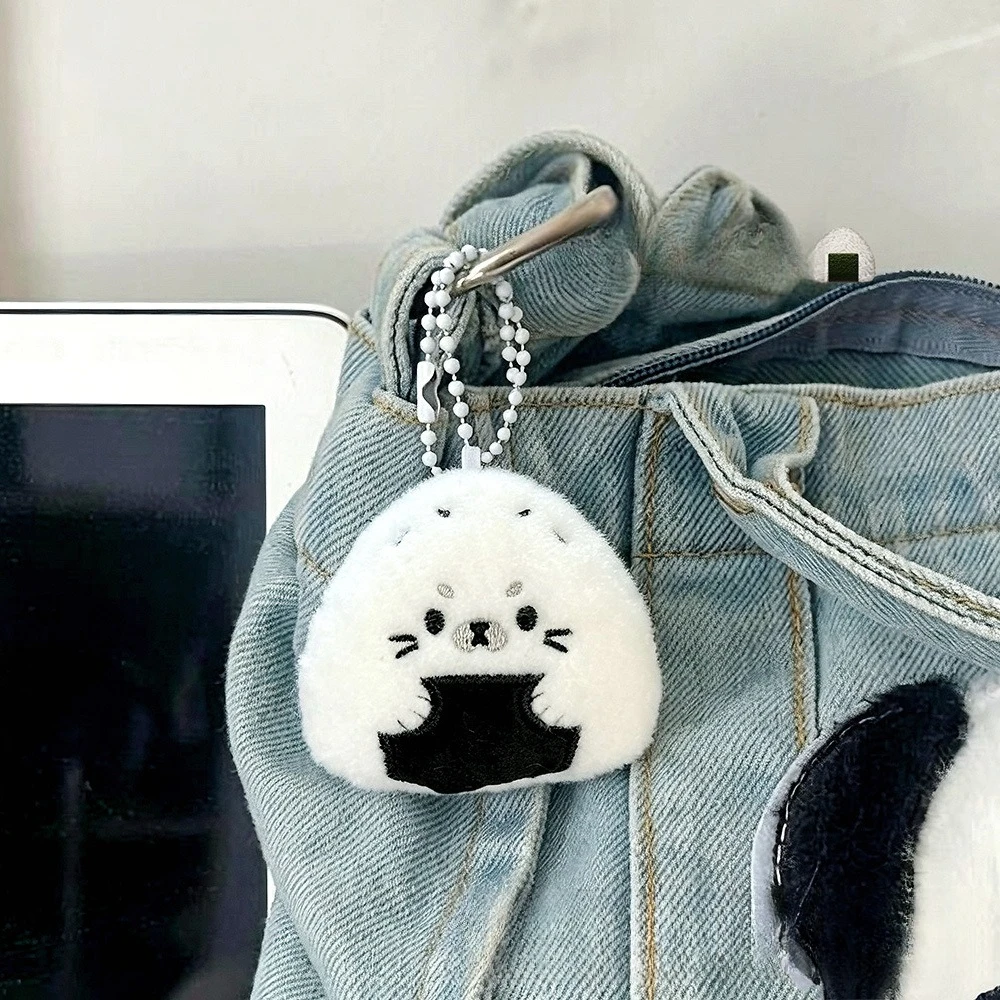 Cute Seal Rice Ball Plush Keychain Kawaii Animal Pendant Key Ring Backpack Bag Charm Girls Gift for Women INS Jewerly