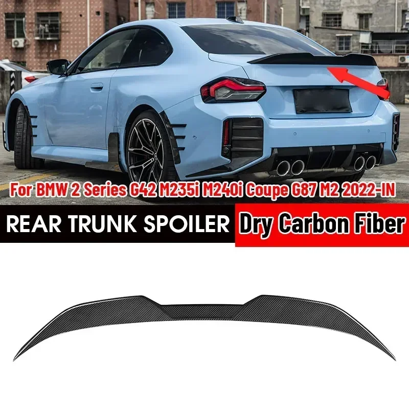 Dry Carbon Fiber Car Rear Spoiler Wing Lip Extension For BMW 2 Series G42 M235i M240i Coupe G87 M2 2022-IN Rear Lip Boot Wing