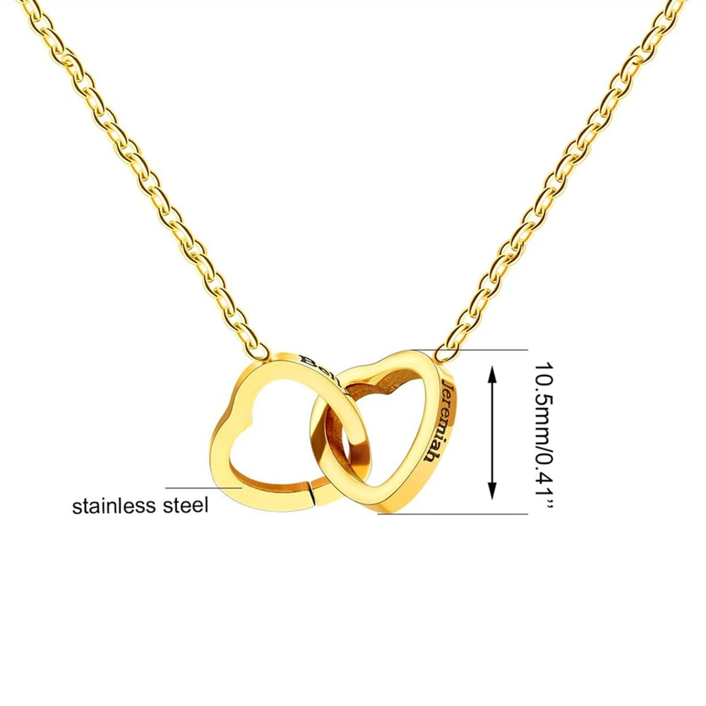 

Ожерелье с именами пары на заказ, позолоченное персонализированное ожерелье с переплетением в форме сердца, индивидуальные ожерелья для детей и мам, подарок