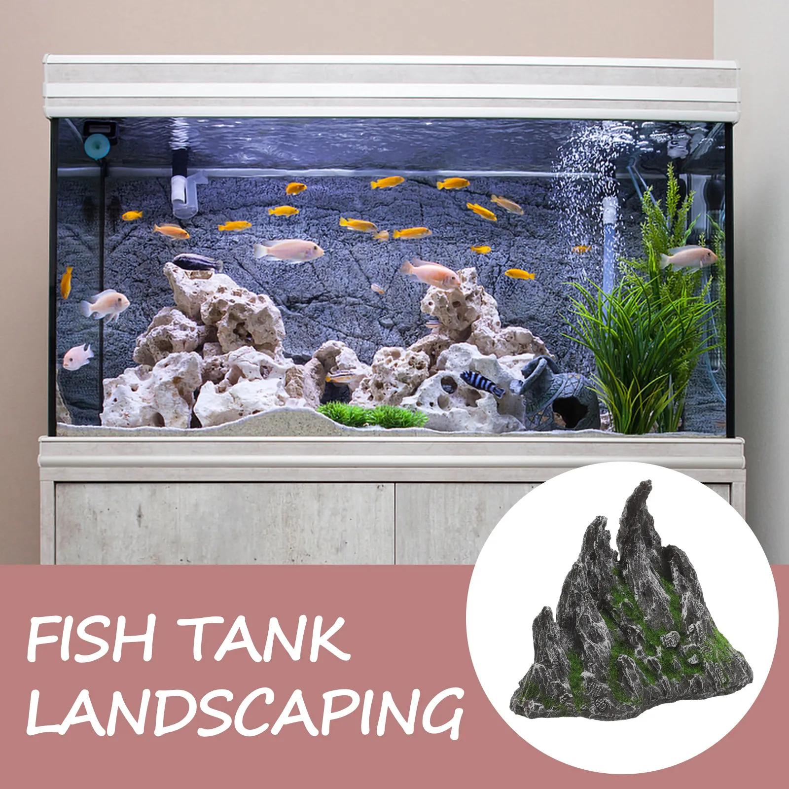 Fake Mountain for Fish Tank Aquarium Decoration Realistic Simulation Rockery Landscape Ornament Fish Hideout for Aquarium Pond