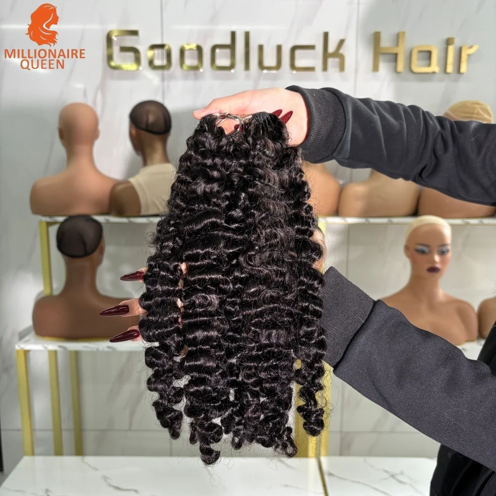 15A موجة عميقة Knotless قبل فصل الكروشيه وصلات شعر ريشة وصلات شعر خط 100% شعر الإنسان المليونير الملكة