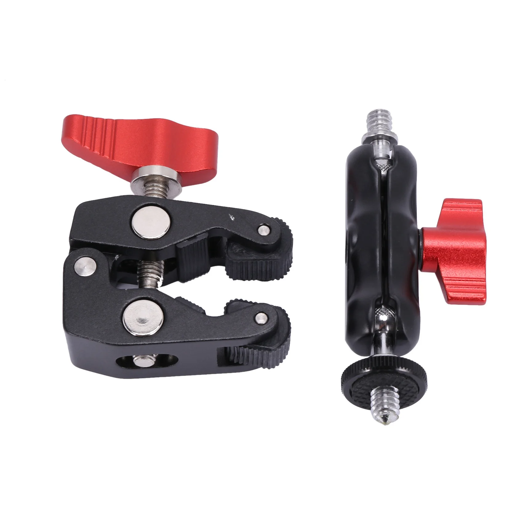 2X Slr Camera Magic Arm Double Hot Shoe Ball Head Crab Claw Clip Universal Monitor Bracket Ball Head Clamp Super Holder