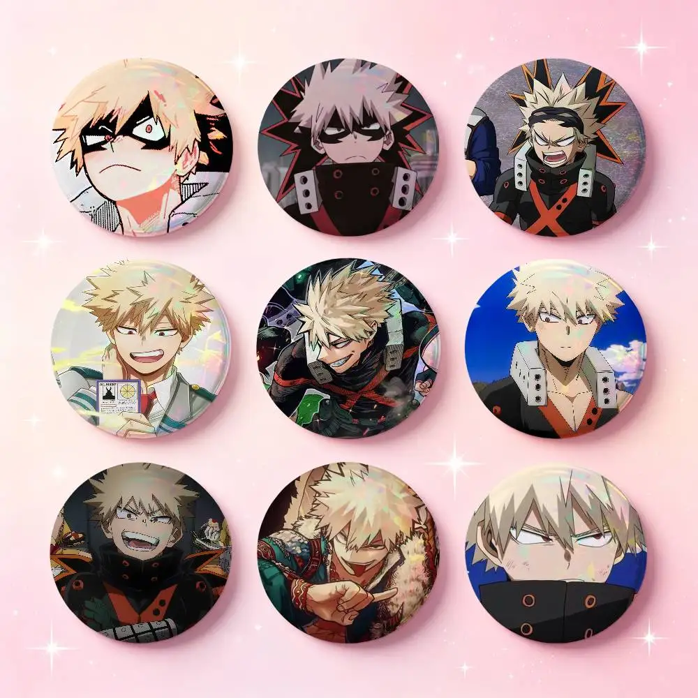 Bakugou Katsuki Anime Character Badges 25 32 44 58 75 Mm Round Cosplay Pin Bag Decor Fans Collect Friends Gifts Brooch Souvenir