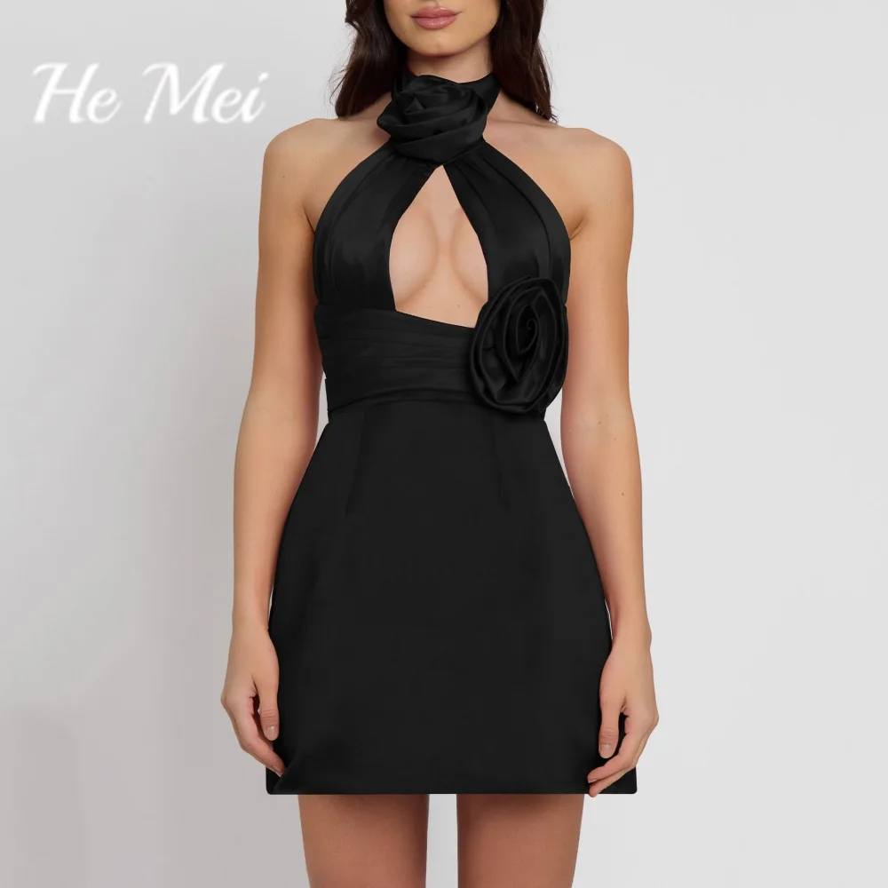 Prom Dress For Women Simple Halter A Line Cut-Out Sexy Evening Gowns Backless Sleevelss Mini Party Dresses فساتين السهرة