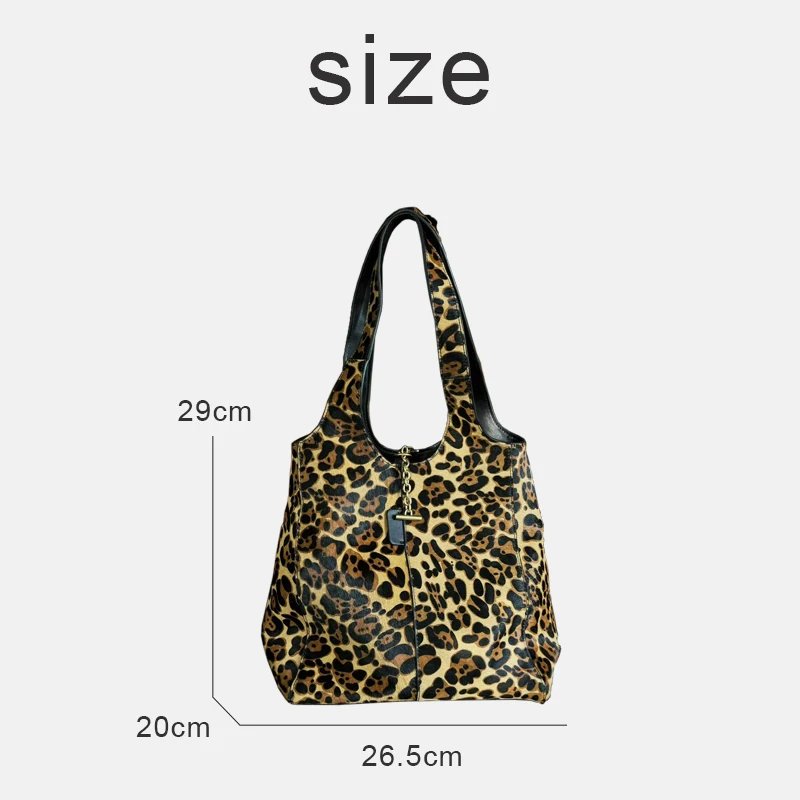 Leather Bucket Bags For Women Luxury Designer Handbags Purses 2026 New In Real Horse Hair Leopard Print Chain Underarm Shoulder - view 2