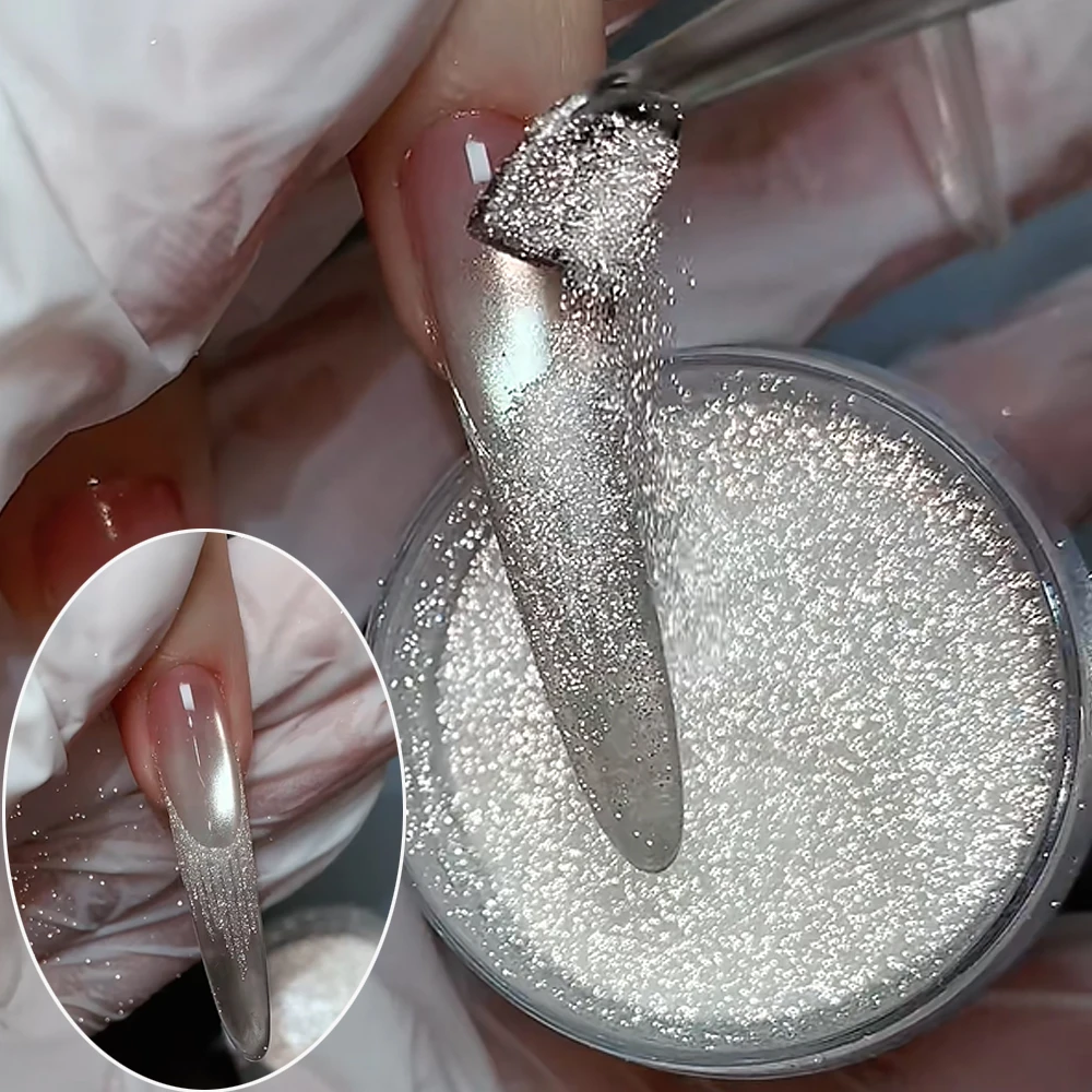 5g Glänzendes Silber-Diamant-Nagelpuder - Ultrafeines Glitzerpigment für Acryl- & Gel-Nägel, DIY-Maniküre-Dekorationen für Salon & Zuhause – Detail 2