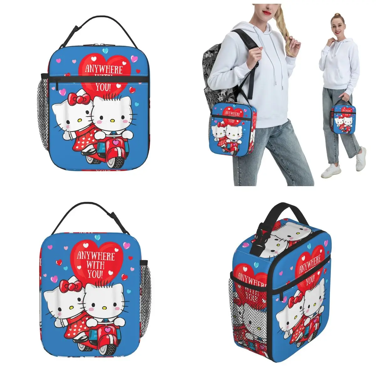 Hello Kitty And Dear Daniel Valentine Isolierte Lunchtasche Thermotasche   Lunchbehälter, große Tragetasche, Lunchbox, Strand, Reisen