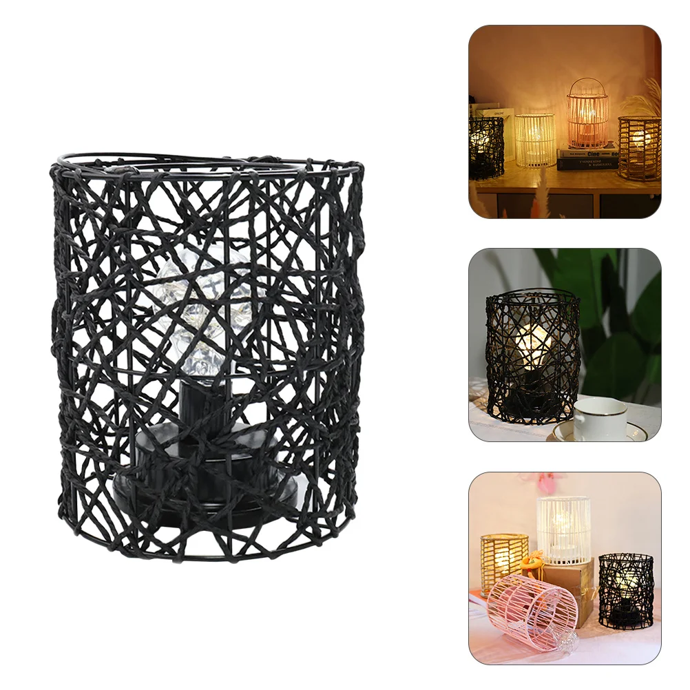 

1Pcs Nordic Style Desk Lamp Rustic Rope Woven Iron Art Bedside Light Home Decoration Handmade Wrought Iron Rope Light