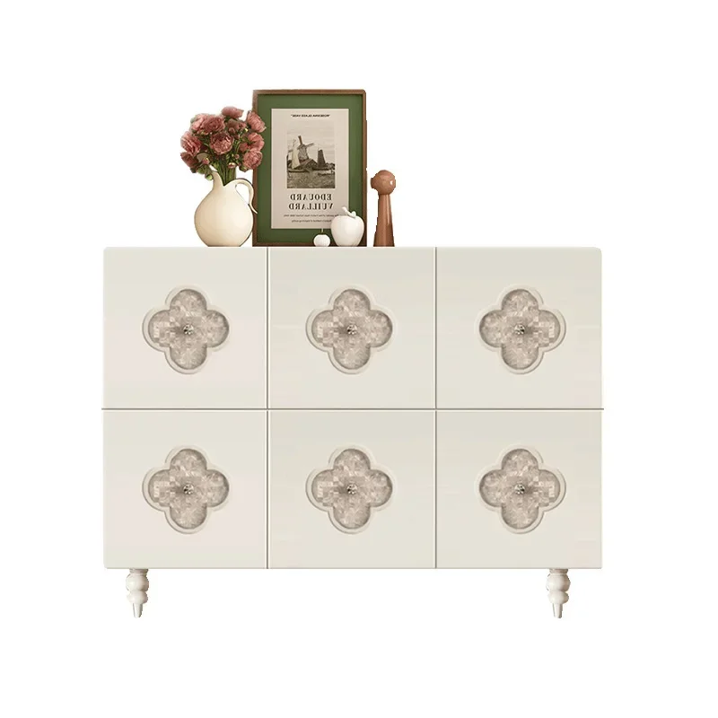 Light luxury decorative art solid wood porch cabinet, French cream home high-end cabinet
