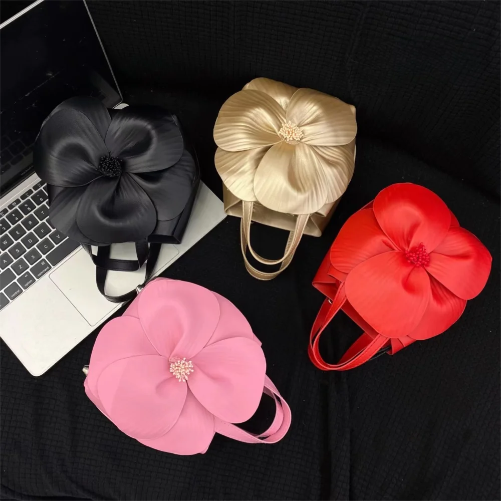 New Chinese-Style Floral Bucket Bag Drawstring Flower Bucket Purse French Mini Tote Bag Women